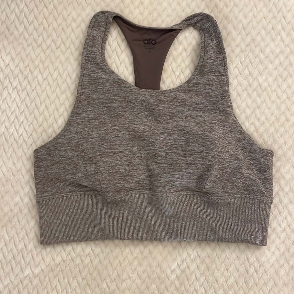 Alo Alosoft Serenity Heather Purple Padded Spoetd Bra